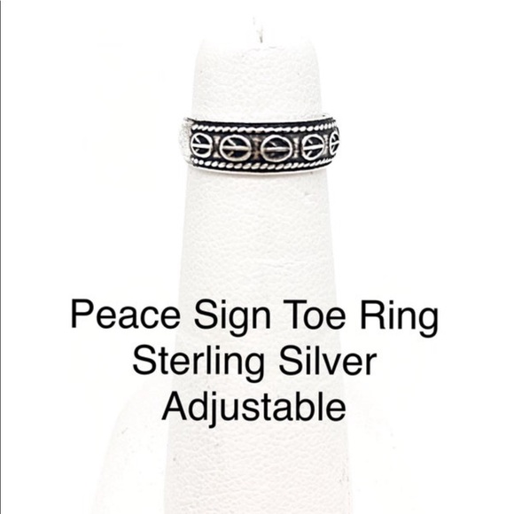 Peace Sign Sterling Silver Toe Ring, 3/8”, Adjustable, NEW, Ships in Gift Box - Picture 4 of 9